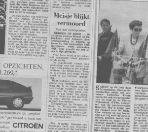 Het Algemeen Dagblad in 1991 over de moord op Jessica Richel